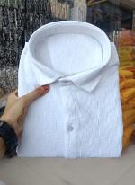 Dubby Popcorn White Casual Wear Box Line Mens Shirt